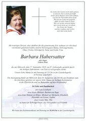 Parte von Barbara Habersatter † 17.09.2025 aus Forstau