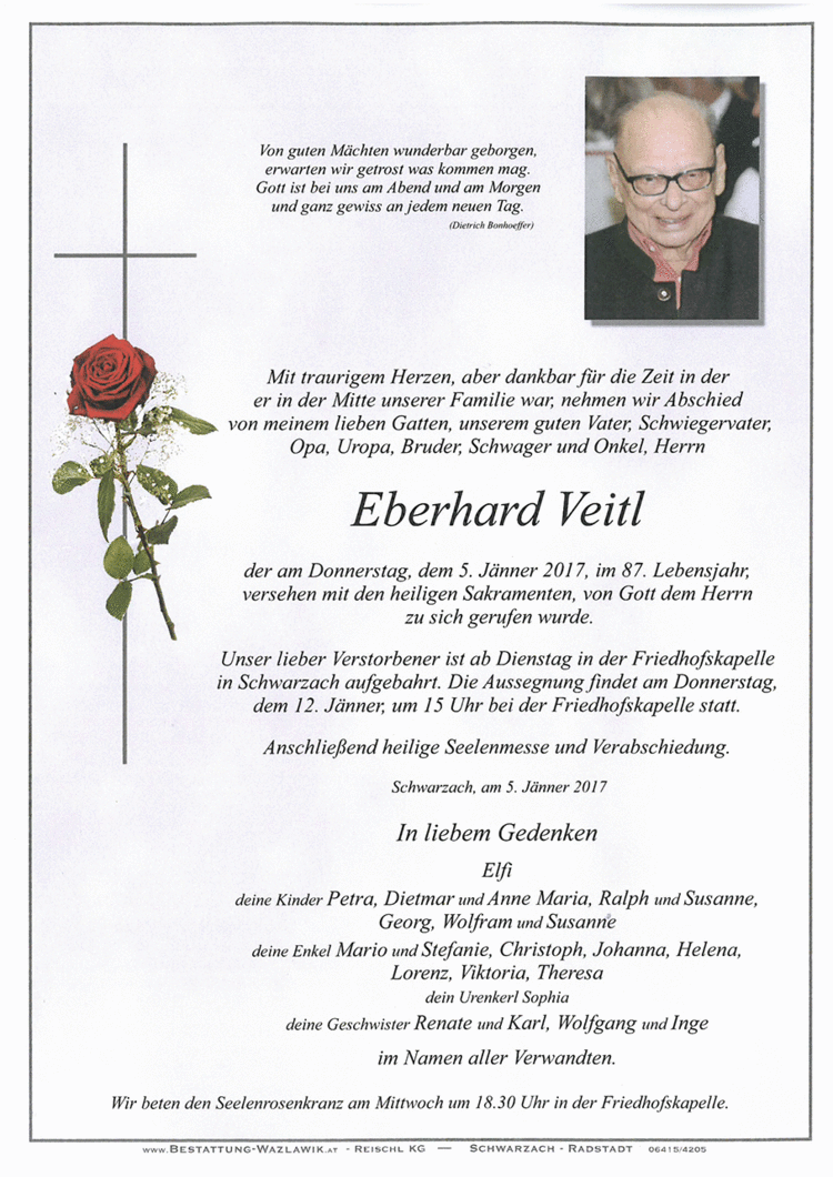 Parte von Eberhard Veitl † 05.01.2017