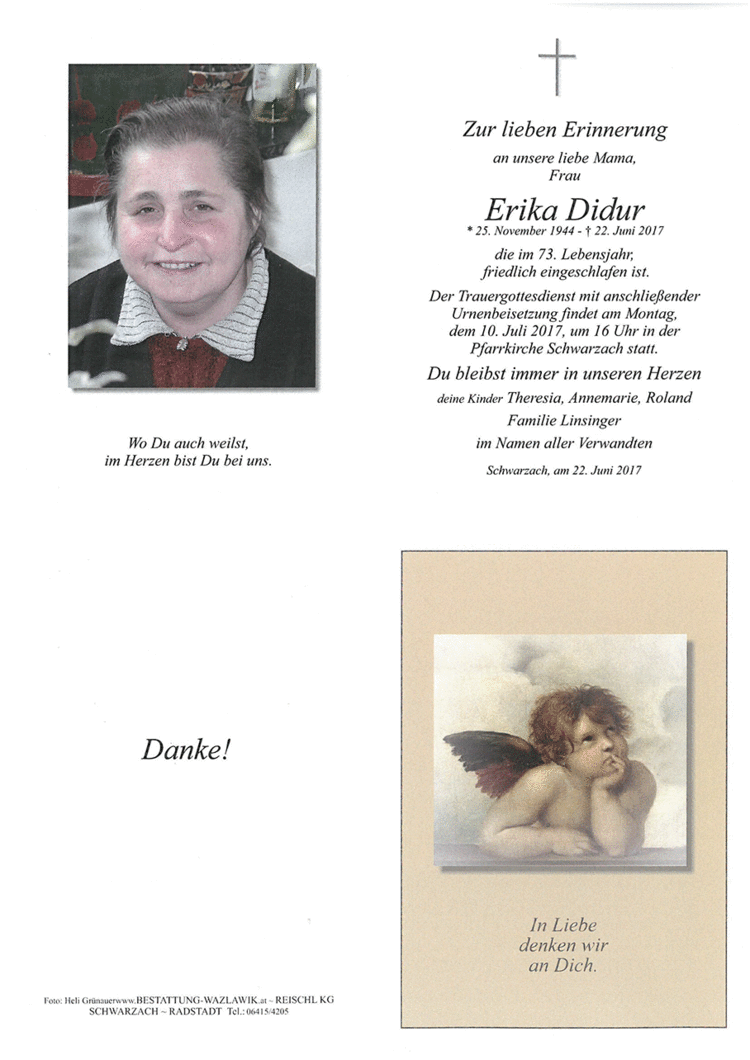Parte von Erika Didur † 22.06.2017