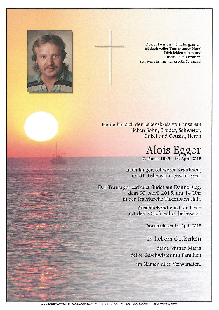 Parte von Alois Egger † 14.04.2015