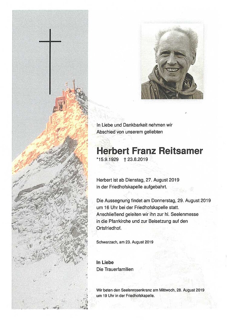 Parte von Herbert Franz Reitsamer † 23.08.2019