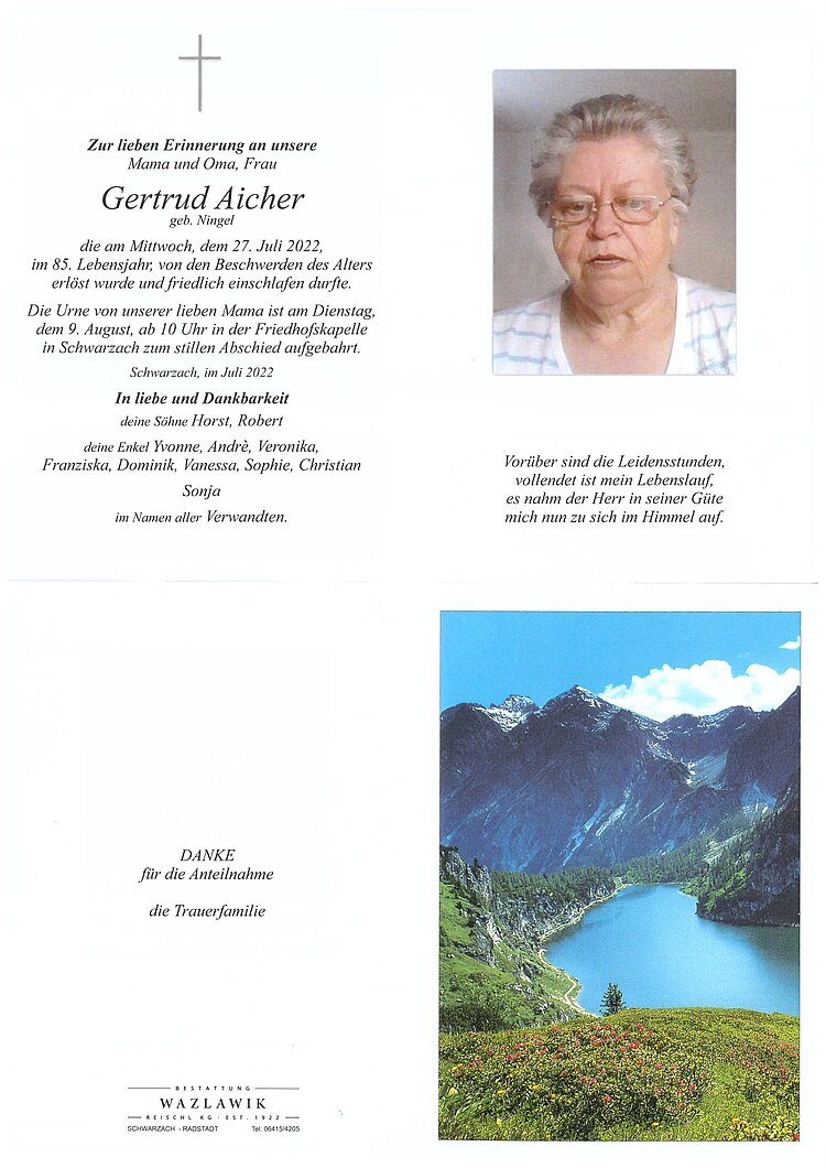 Parte von Gertrud Aicher † 27.07.2022