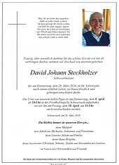 Parte von David Johann Steckholzer † 26.03.2026 aus Schwarzach im Pongau