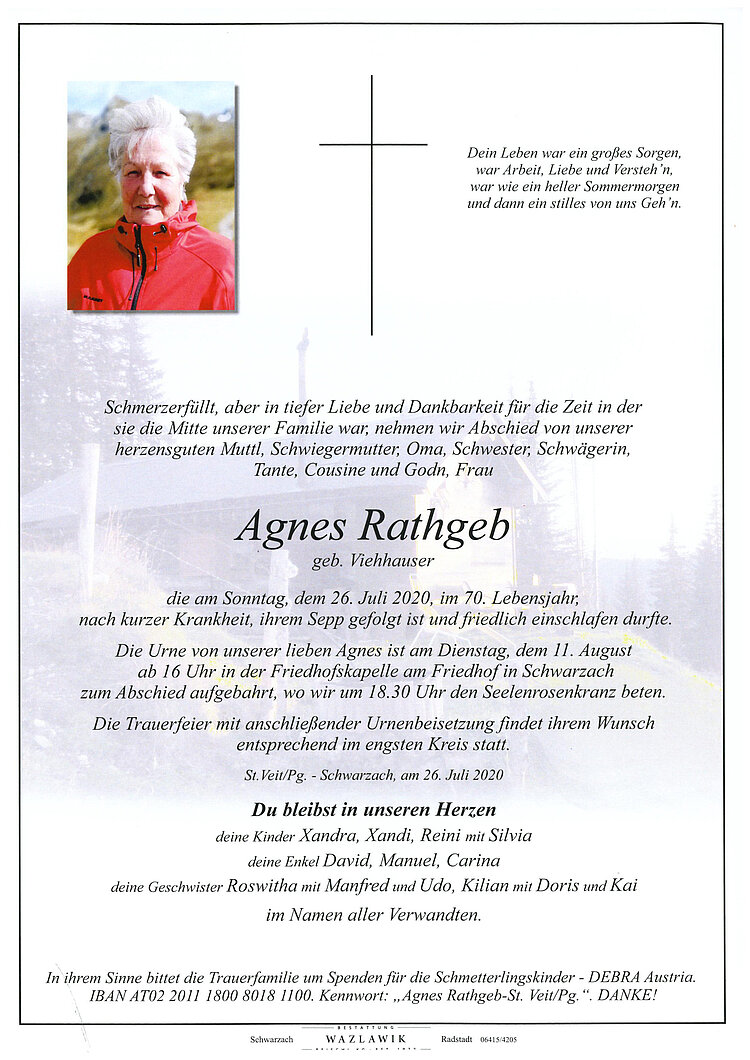 Parte von Agnes Rathgeb † 26.07.2020