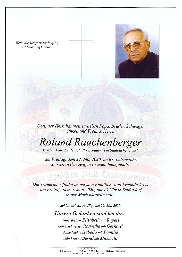 Parte von Roland Rauchenberger † 02.06.2020