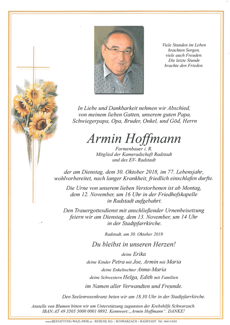 Parte von Armin Hoffmann † 30.10.2018