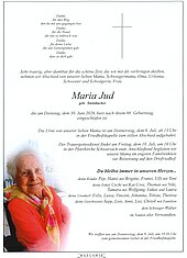 Parte von Maria Jud † 30.06.2026 aus Schwarzach im Pongau