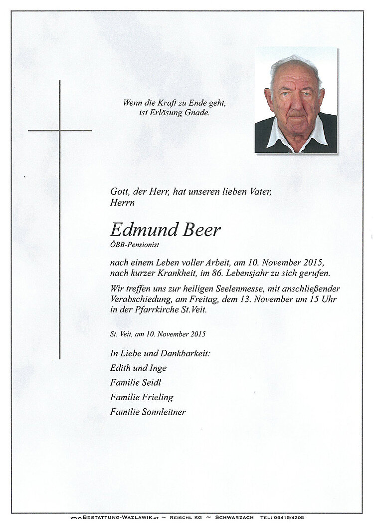 Parte von Edmund Beer † 10.11.2015