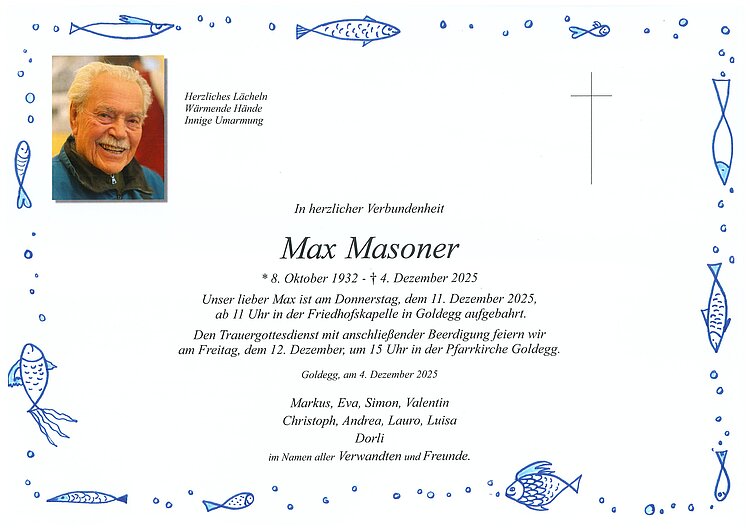 Parte von Max Masoner † 04.12.2025