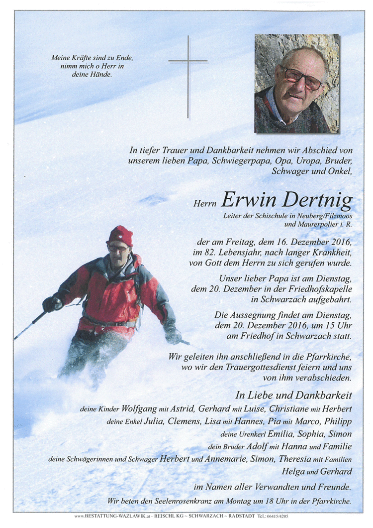 Parte von Erwin Dertnig † 16.12.2016