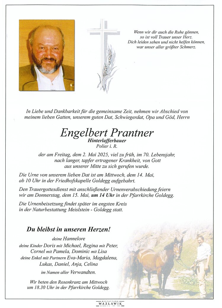 Parte von Engelbert Prantner † 02.05.2025