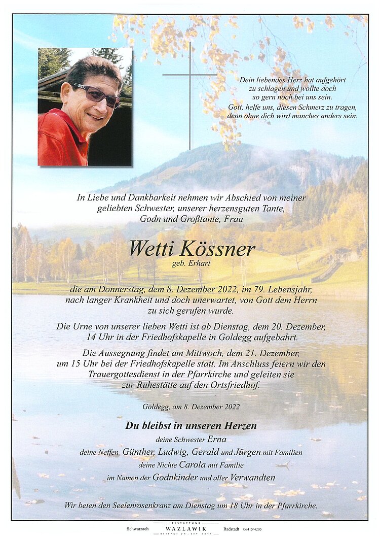 Parte von Wetti Kössner † 08.12.2022