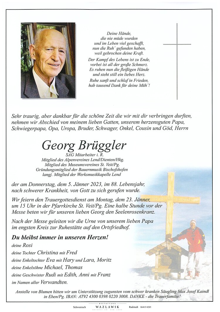 Parte von Georg Brüggler † 05.01.2023