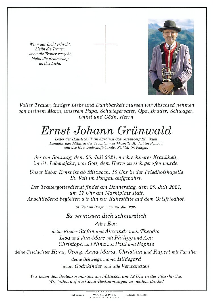 Parte von Ernst Grünwald † 25.07.2021