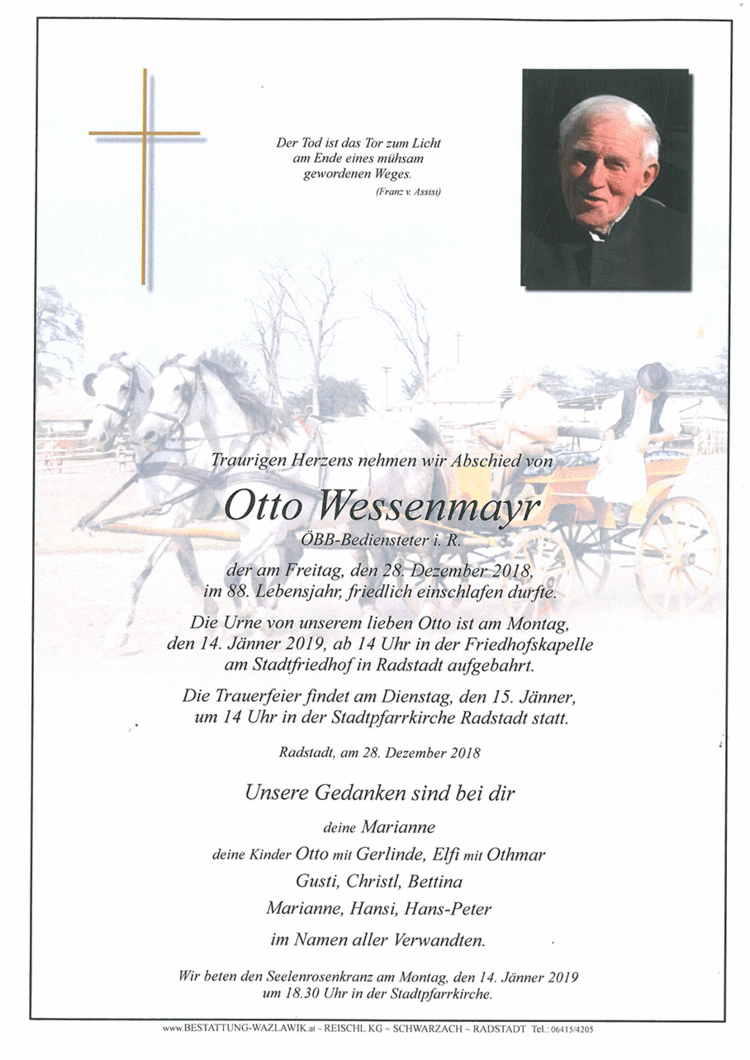 Parte von Otto Wessenmayr † 28.12.2018