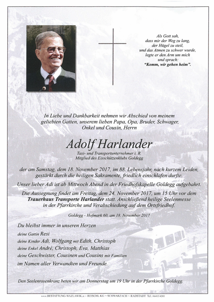 Parte von Adolf Harlander † 18.11.2017