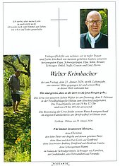 Parte von Walter Krimbacher † 23.01.2026 aus Goldegg - Hüttau