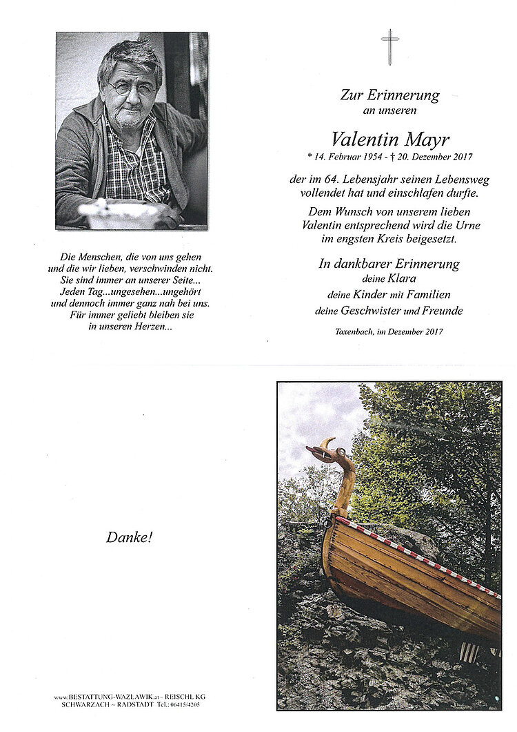 Parte von Valentin Mayr † 20.12.2017