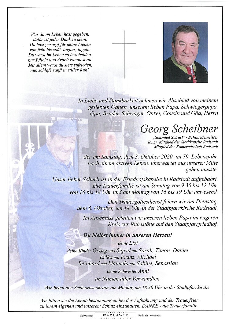 Parte von Georg Scheibner † 03.10.2020