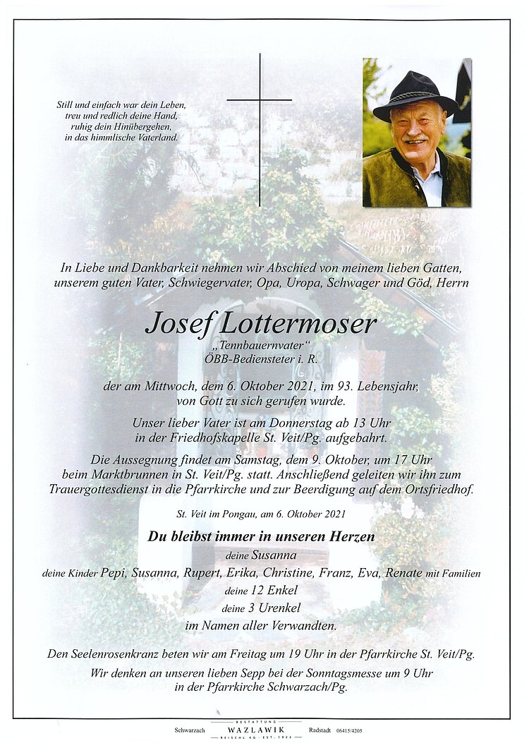 Parte von Josef Lottermoser † 06.10.2021