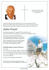 Parte von Julius Franzl † 27.08.2026 aus Dienten am Hochkönig