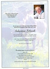Parte von Sebastian Schwab † 01.11.2025 aus Taxenbach