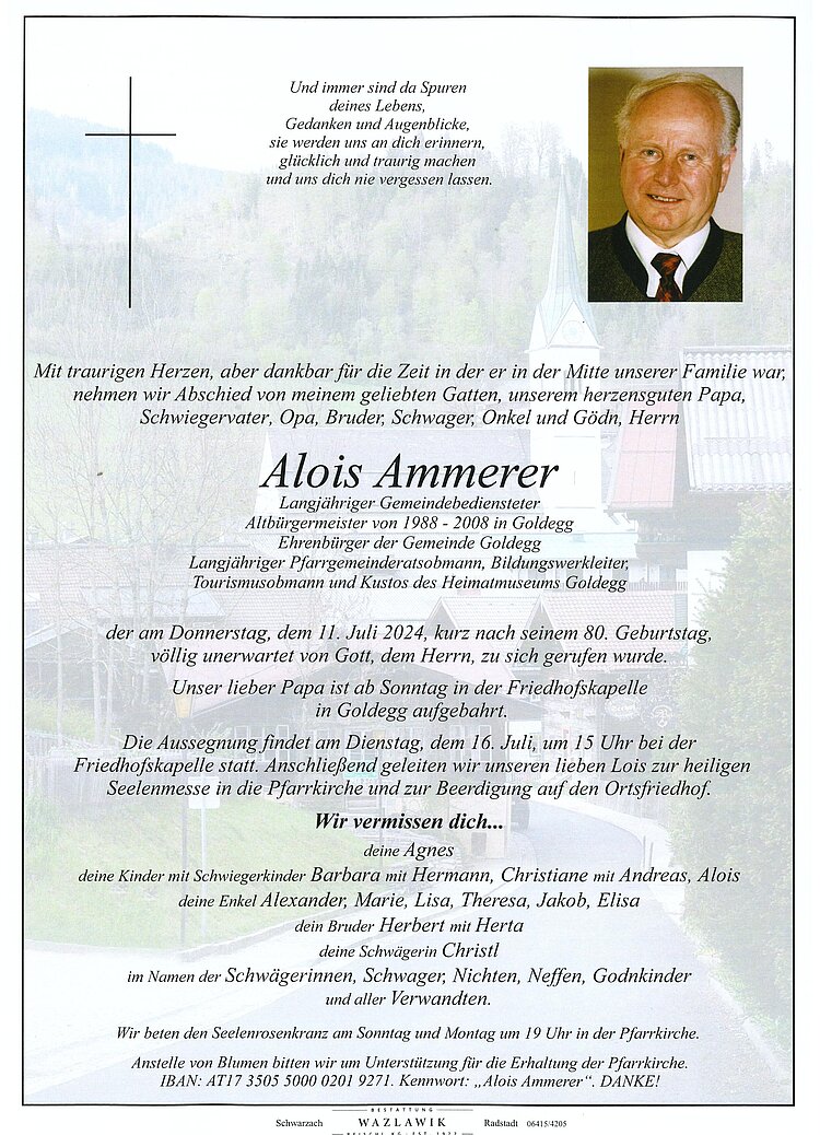Parte von Alois Ammerer † 11.07.2024