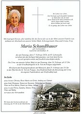 Parte von Maria Schandlbauer † 17.02.2026 aus St. Veit im Pongau