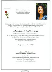 Parte von Monika H. Mittermair † 30.07.2026 aus Dorfgastein