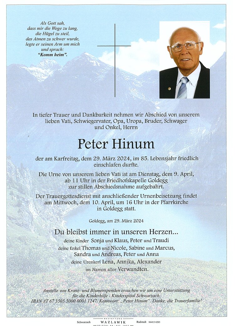 Parte von Peter Hinum † 29.03.2024