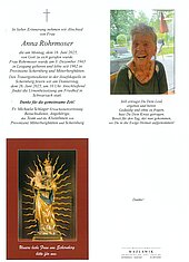 Parte von Anna Rohrmoser † 16.06.2025 aus Schwarzach im Pongau