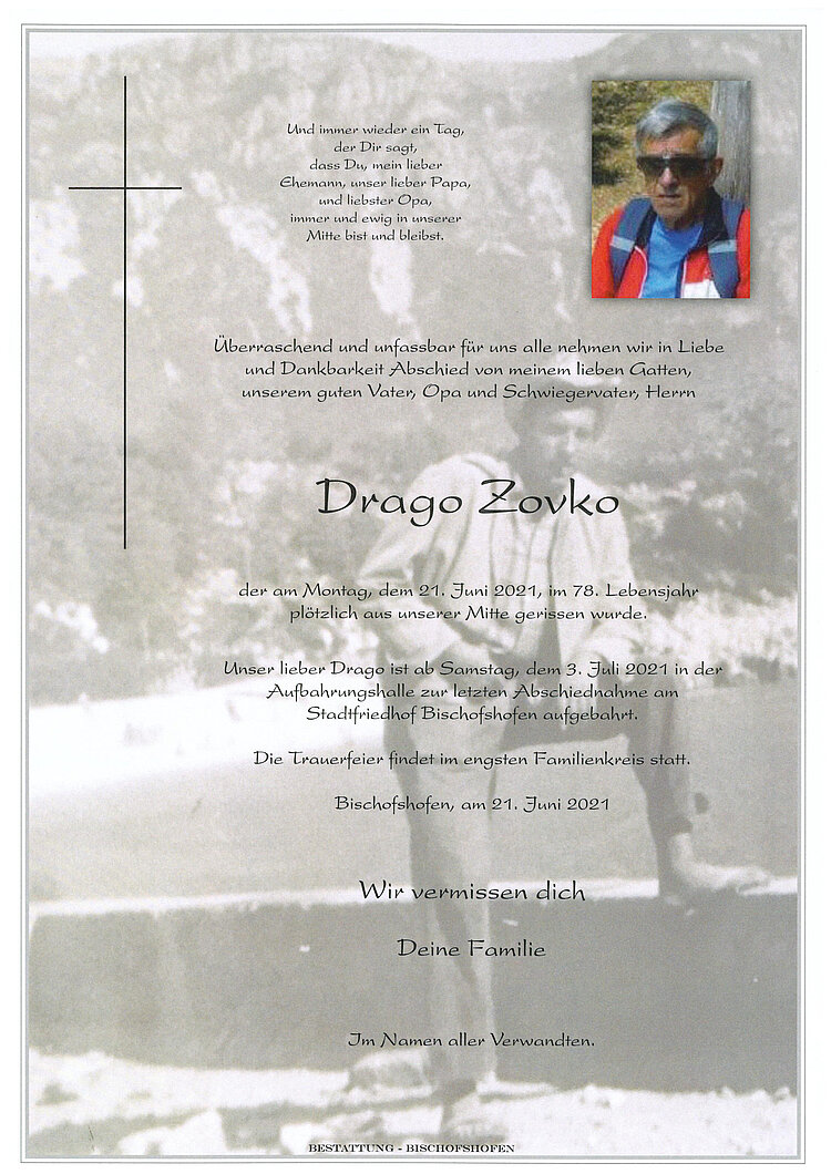 Parte von Drago Zovko † 21.06.2021