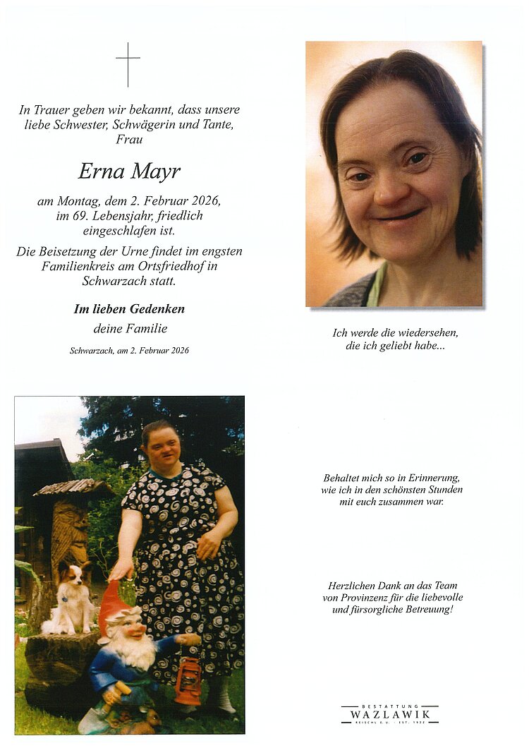 Parte von Erna Mayr † 02.02.2026