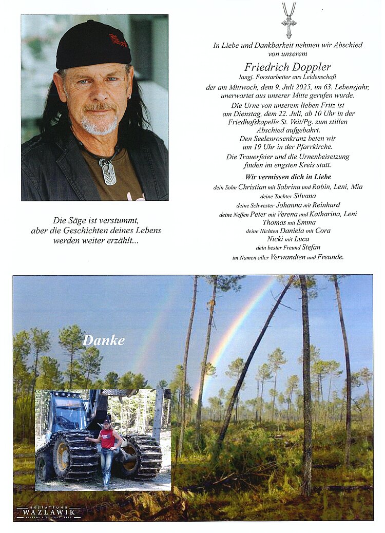 Parte von Fritz Doppler † 09.07.2025