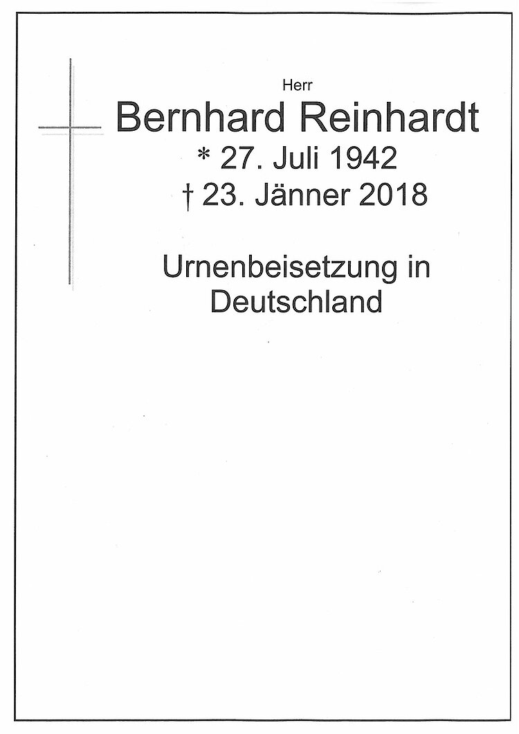 Parte von Bernhard Reinhardt † 23.01.2018