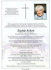 Parte von Sophie Schett † 14.08.2025 aus Embach