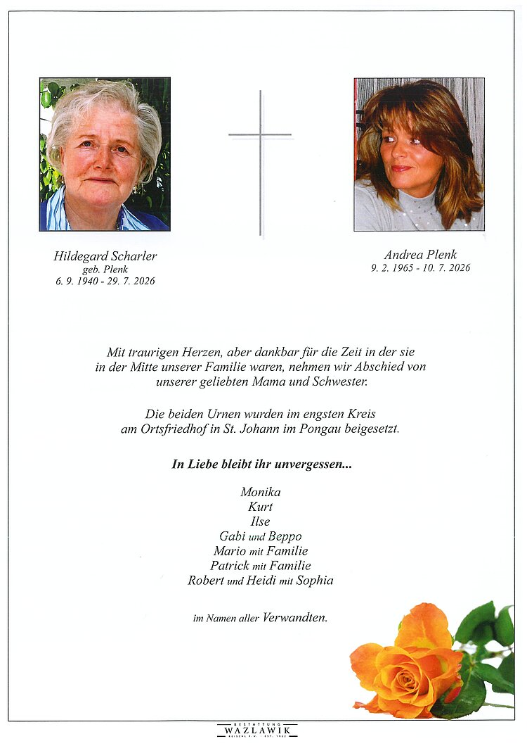 Parte von Hildegard Scharler † 29.07.2026