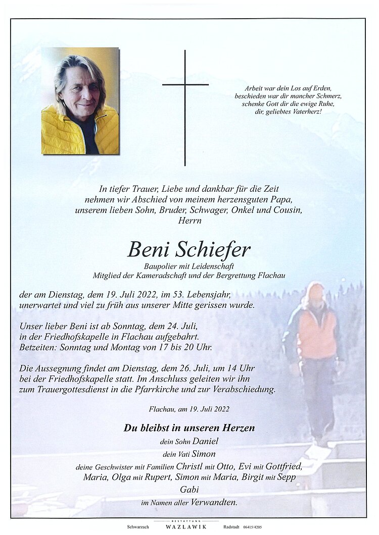 Parte von Beni Schiefer † 19.07.2022