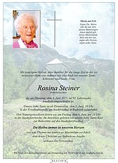 Parte von Rosina Steiner † 03.06.2025 aus Radstadt