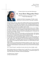 Parte von Sr. Anna Berta Margaritha Ebner † 14.04.2026 aus Salzburg