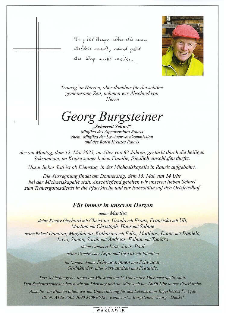 Parte von Georg Burgsteiner † 12.05.2025
