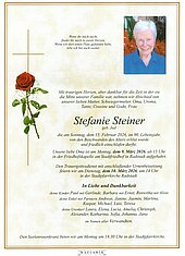 Parte von Stefanie Steiner † 15.02.2026 aus Radstadt