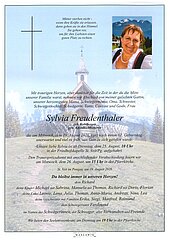 Parte von Sylvia Freudenthaler † 19.08.2026 aus St. Veit im Pongau