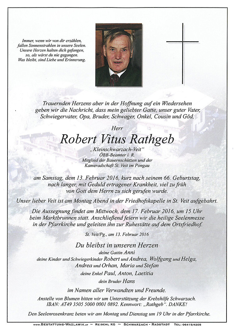 Parte von Robert Vitus Rathgeb † 13.02.2016