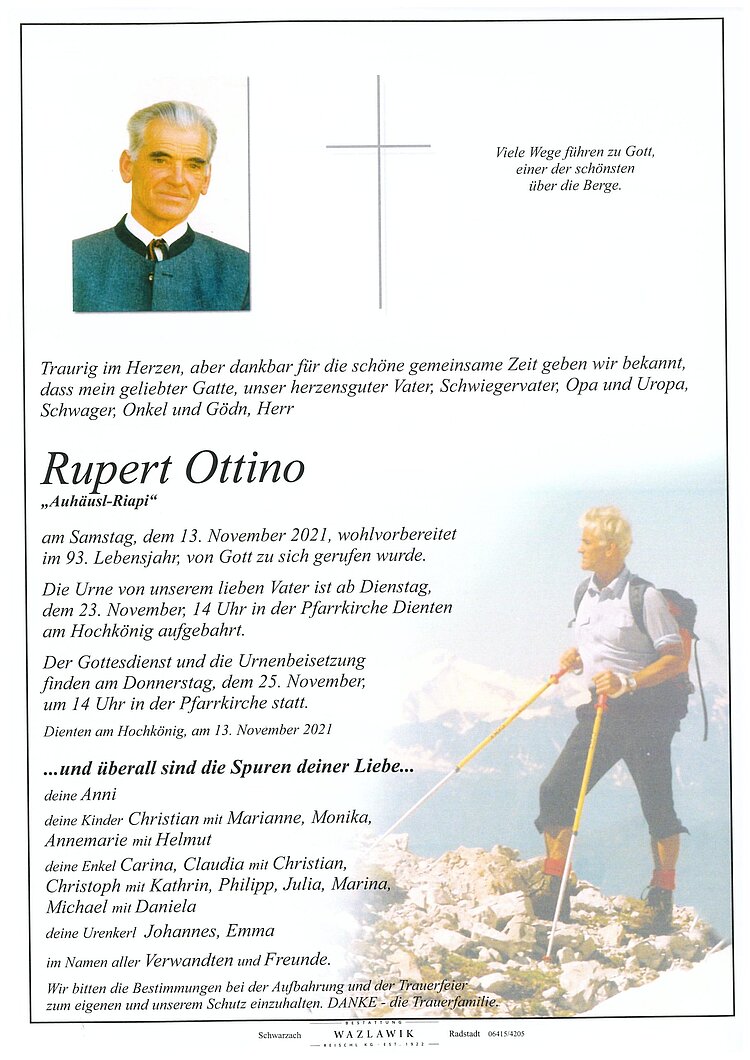 Parte von Rupert Ottino † 13.11.2021