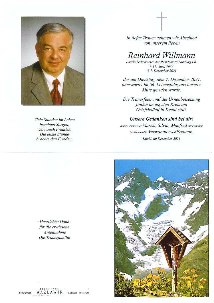 Parte von Reinhard Willmann † 07.12.2021