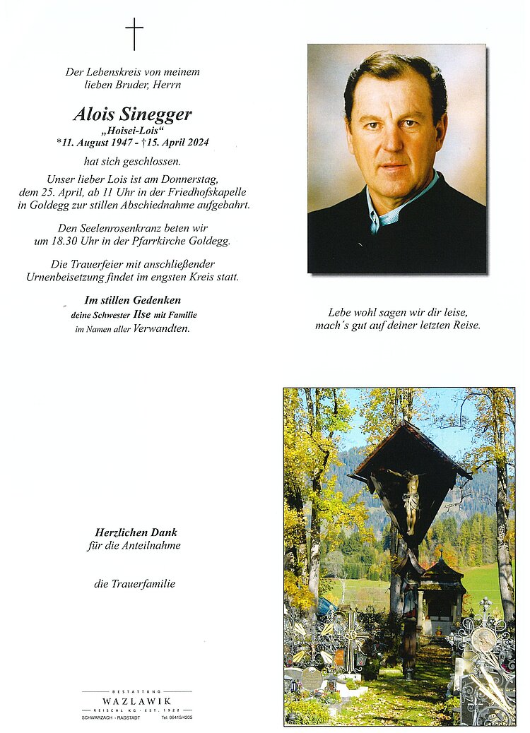 Parte von Alois Sinegger † 15.04.2024