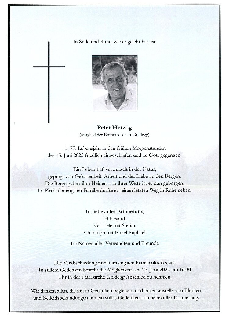 Parte von Peter Herzog † 15.06.2025