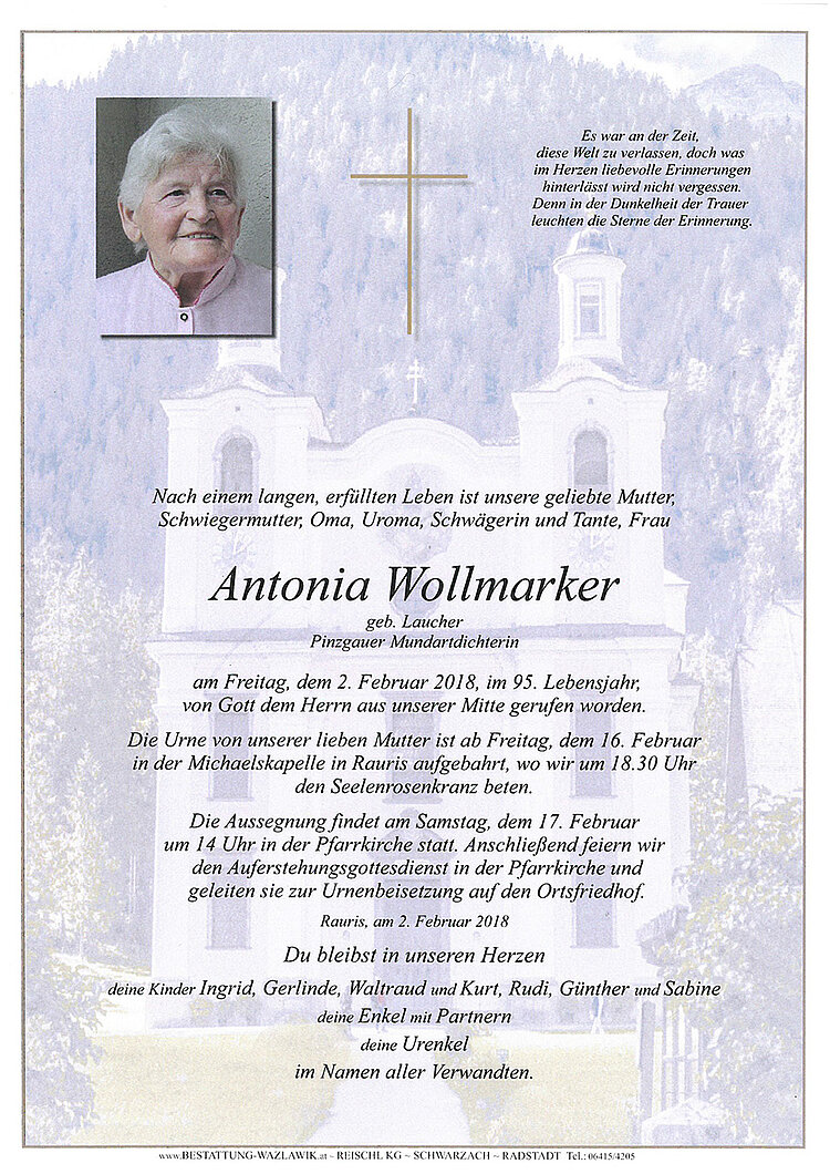Parte von Antonia Wollmarker † 02.02.2018