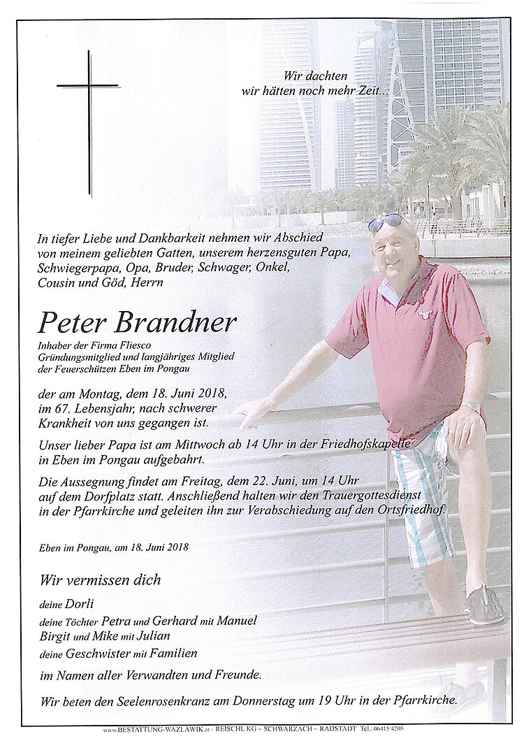 Parte von Peter Brandner † 18.06.2018